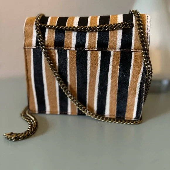 Madewell striped calfshair crossbody purse with chain strap - Picture 2 of 4